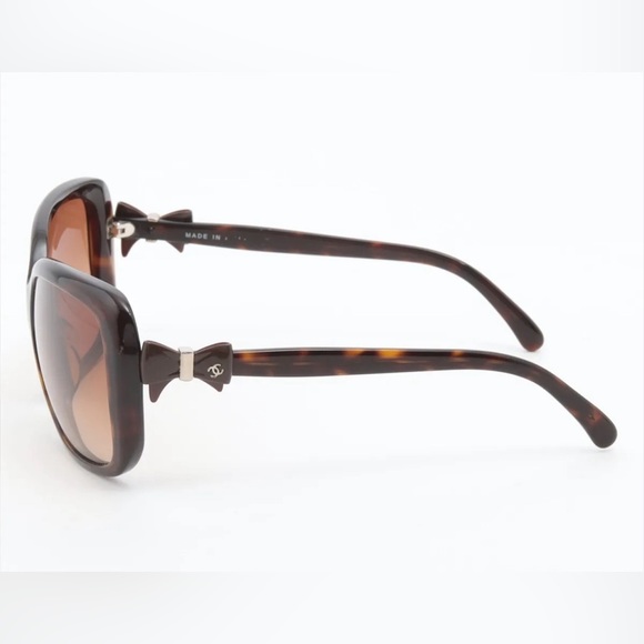 Chanel Brown Tortoise Shell Frame Bow Sunglasses-5170 - Picture 3 of 6